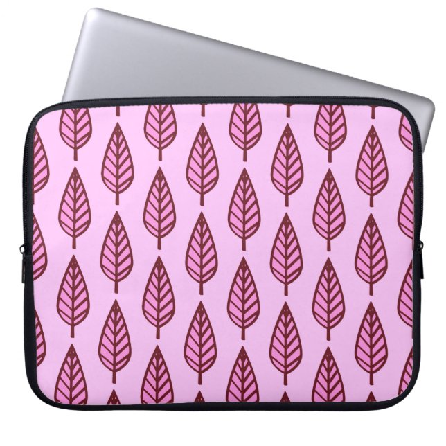 Buchenblattmuster - rosa und bordeaux laptopschutzhülle (Vorderseite)