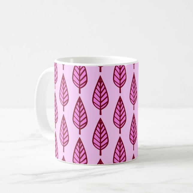 Buchenblattmuster - Rosa und Bordeaux Tasse (Vorderseite Links)