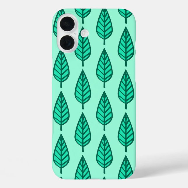 Buchenblattmuster - Türkis und Aqua Case-Mate iPhone Hülle (Rückseite)