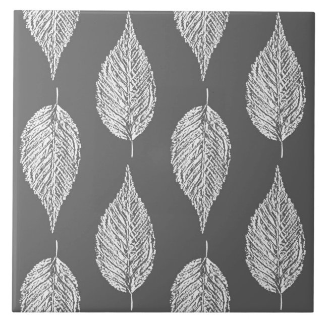Buchenleaf Chalk Print, grau / grau und weiß Fliese (Vorderseite)
