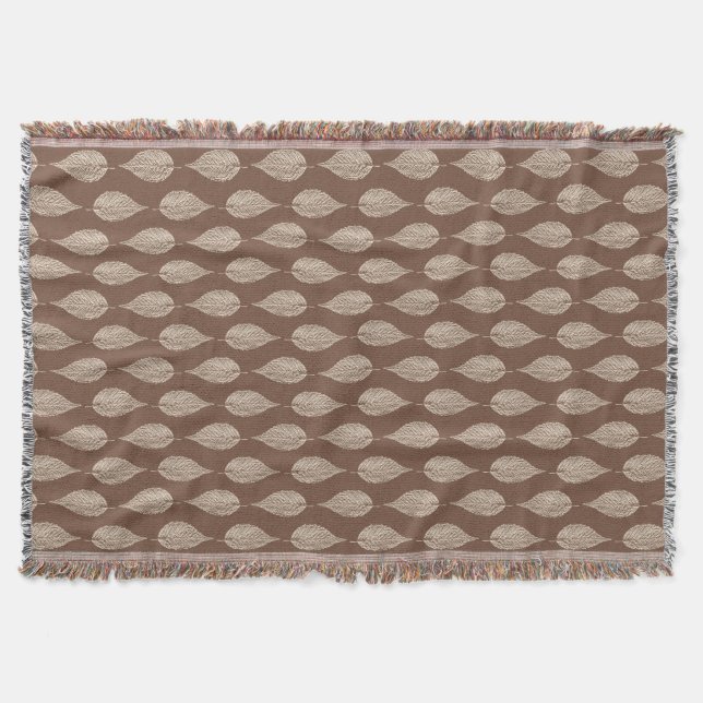 Buchenleaf Chalk Print, Taupe Tan und Creme Decke (Vorderseite)