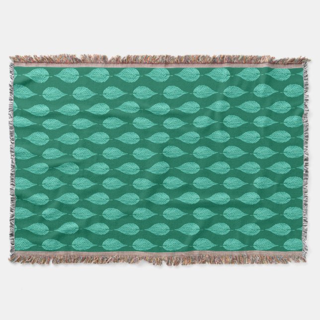 Buchenleaf Chalk Print, Türkis und Aqua Decke (Vorderseite)