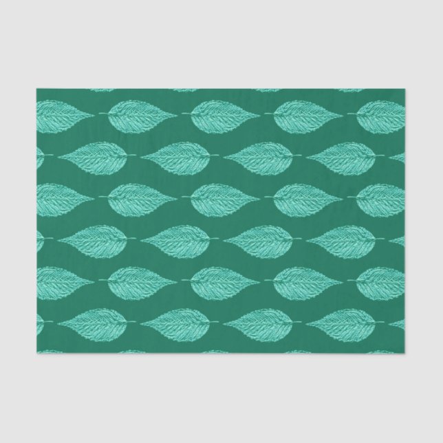 Buchenleaf Chalk Print, Türkis und Aqua Seidenpapier (Vorderseite)