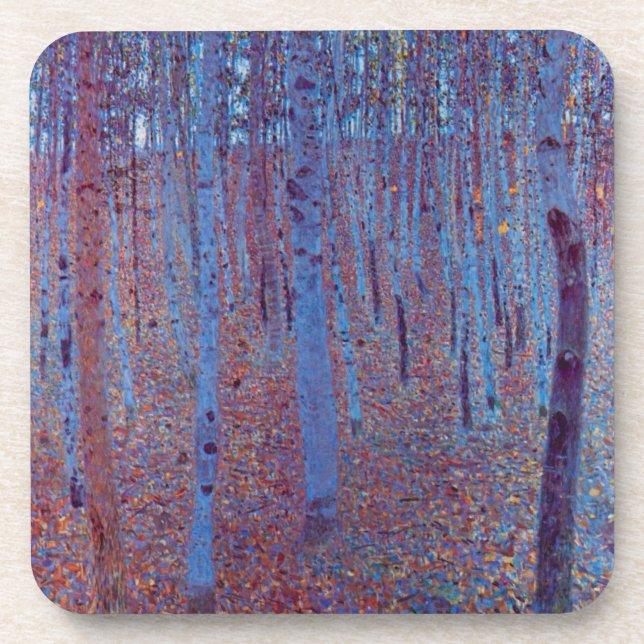 Buchenwald von Gustav Klimt, Vintager Jugendstil Getränkeuntersetzer (Vorderseite)