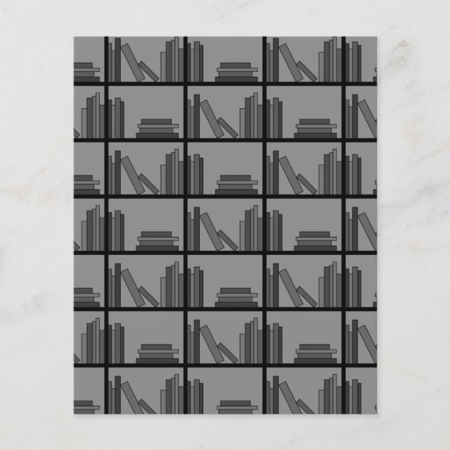 Bücher auf dem Schelf. Grau und Schwarz. (Vorderseite)