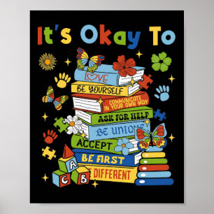 Bücher Autismus Bewusstsein Coquette Es ist ok für Poster