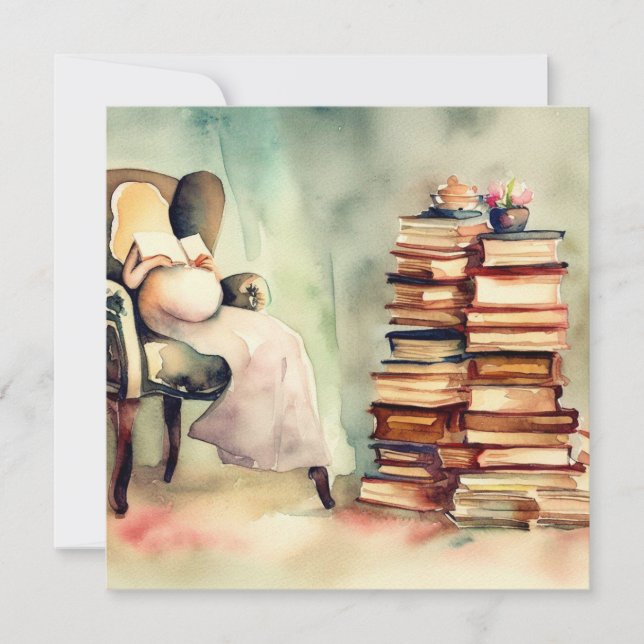 Bücher & Baby: Literaturfeier, Babydusche Einladung (Vorderseite)