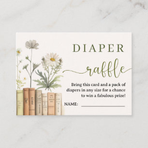 Bücher Baby Shower Florale Windel-Raffle Begleitkarte