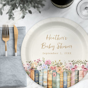 Bücher Baby Shower Pappteller