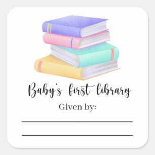 Bücher - Babydusche Buchzeichen, Babybücher Quadratischer Aufkleber