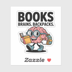 Bücher Backpacks Niedlich School Brain Aufkleber