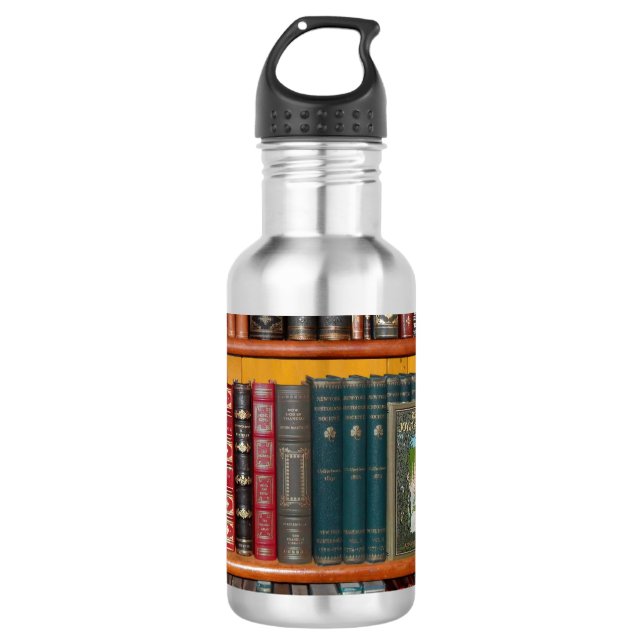 Bücher Bibliothek Bücherregal Buchladen Edelstahlflasche (Vorderseite)