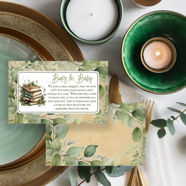 Bücher Blätter Nächstes Kapitel Bücher für Baby Begleitkarte (Vintage Elegance Books Leaves Baby Shower Books for Baby "Our Next Chapter Begins . . ." Collection )