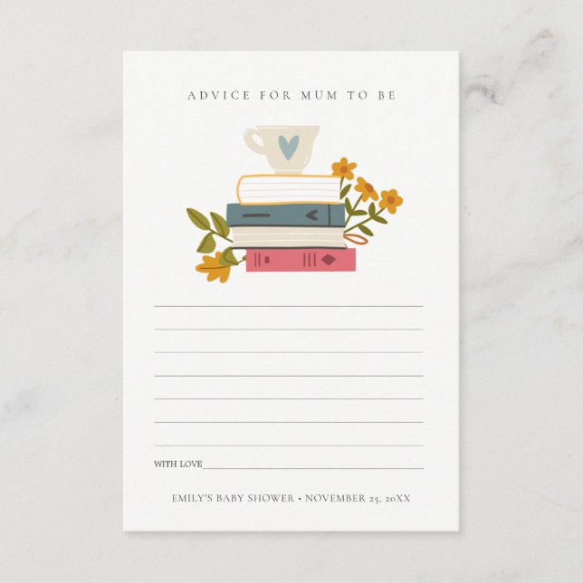 Bücher Blumenberater für Mama Baby Dusche Begleitkarte (Vorderseite)