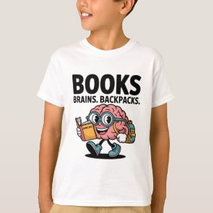 Bücher Brains Rucksäcke Funny Kawaii School Brain T-Shirt