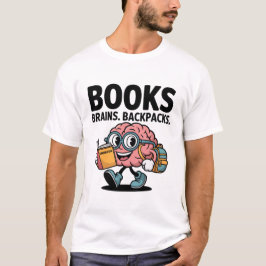 Bücher Brains Rucksäcke Funny Kawaii School Brain T-Shirt
