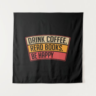 Bücher - Bücher zum Kaffee trinken, Geschenke buch Wandteppich