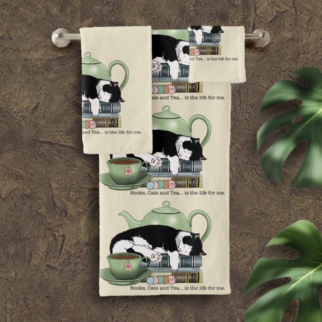 Bücher Cat Tee Niedlich Badhandtuch Set (Von Creator hochgeladen)