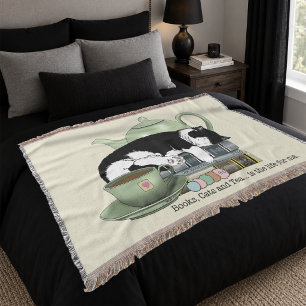 Bücher Cat Tee Niedlich Decke