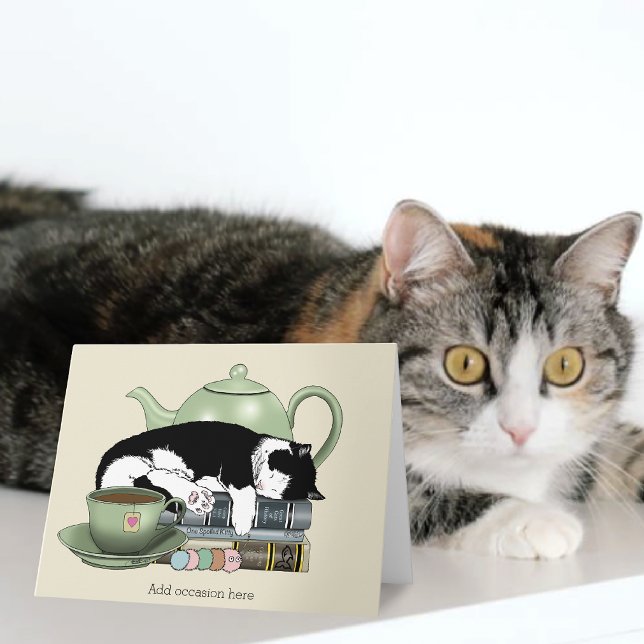 Bücher Cat Tee Niedlich Karte (Von Creator hochgeladen)