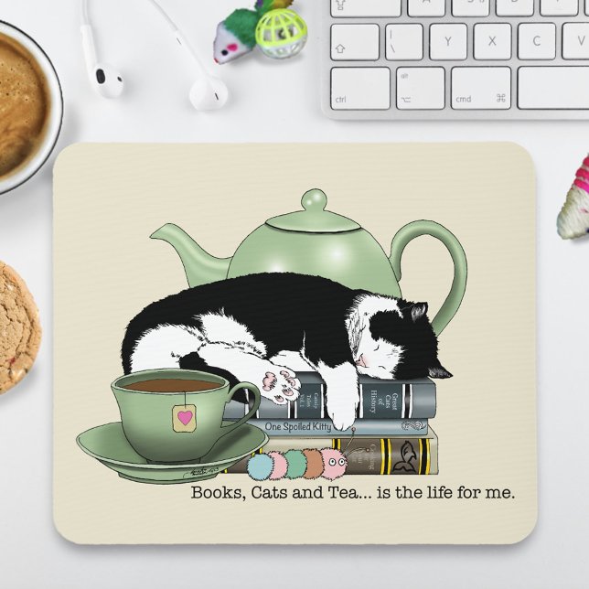 Bücher Cat Tee Niedlich Mousepad (Von Creator hochgeladen)