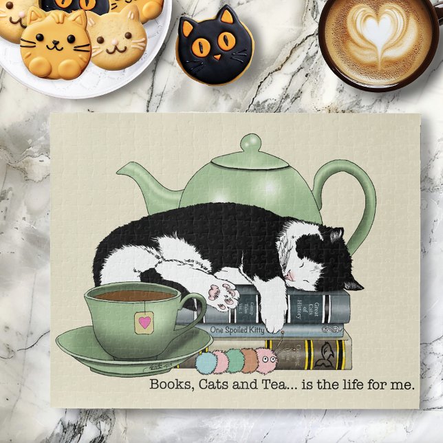 Bücher Cat Tee Niedlich Puzzle (Von Creator hochgeladen)