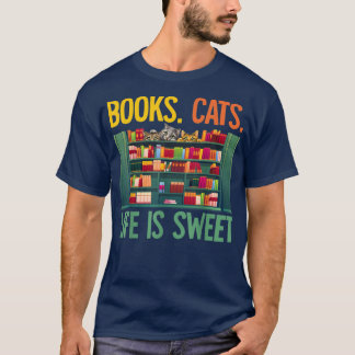 Bücher Das Leben ist eine lustige Katze  T-Shirt