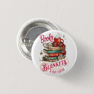 Bücher, Decken und heiße Schokolade Button