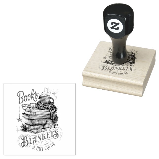 Bücher, Decken und heiße Schokolade  Gummistempel (Stempel)