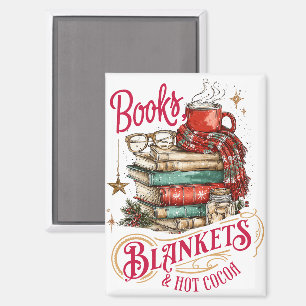 Bücher, Decken und heiße Schokolade Magnet