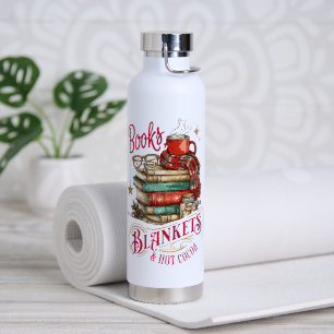 Bücher, Decken und heiße Schokolade Trinkflasche