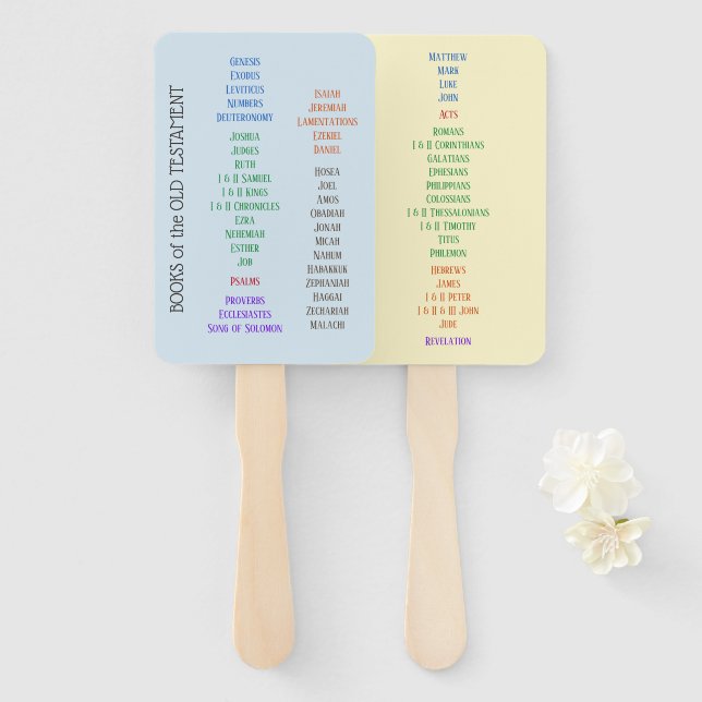 Bücher der Bibelhandfans Fächer (Vorne und Hinten)