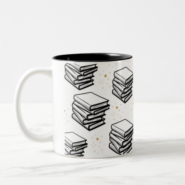 "Bücher-Design" Zweifarbige Tasse (Links)