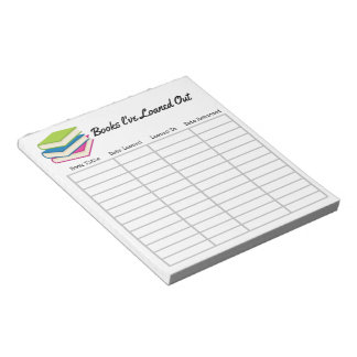"Bücher, die ich ausgeliehen habe" Notepad Notizblock