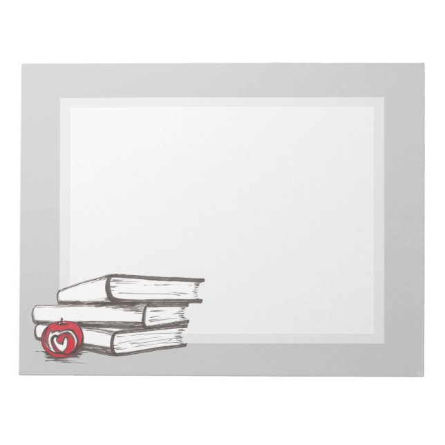 Bücher + Ein Apfel | Anpassbar Notizblock (Vorderseite)