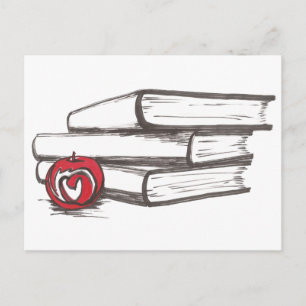Bücher + Ein Apfel Postkarte Anpassbar