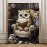 Bücher-Eule in der Bibliothek – Wunderliche Lesend