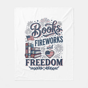 Bücher Feuerwerk und Freiheit Patriotischer Leser- Fleecedecke