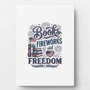Bücher Feuerwerk und Freiheit Patriotischer Leser- Fotoplatte
