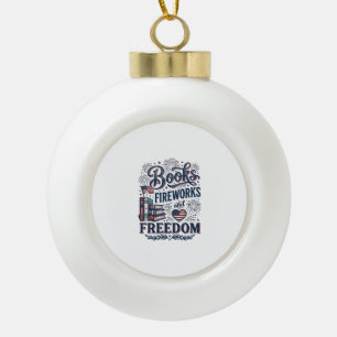 Bücher Feuerwerk und Freiheit Patriotischer Leser- Keramik Kugel-Ornament