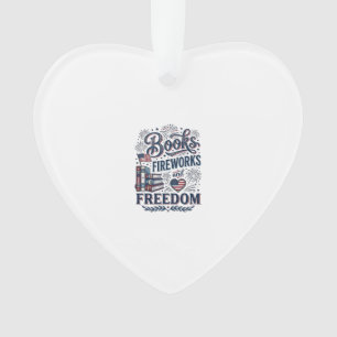 Bücher Feuerwerk und Freiheit Patriotischer Leser- Ornament