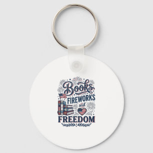 Bücher Feuerwerk und Freiheit Patriotischer Leser- Schlüsselanhänger