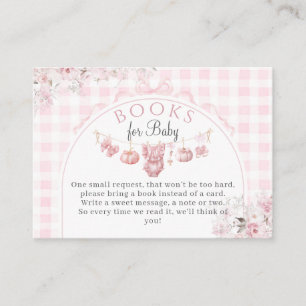 Bücher Floral Bow Pink Pumpkin Girl Babydusche Begleitkarte