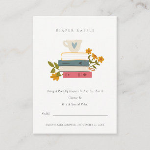 Bücher Floral Diaper Raffle Mum Baby Dusche Begleitkarte