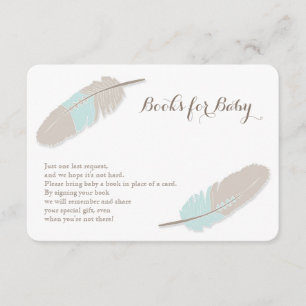Bücher fordern Boho Feather Blue und Grau an Begleitkarte