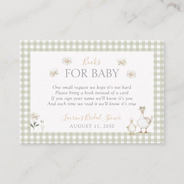 Bücher für Alberne Gänse Whimsical Green Dusche Begleitkarte (Vorderseite)