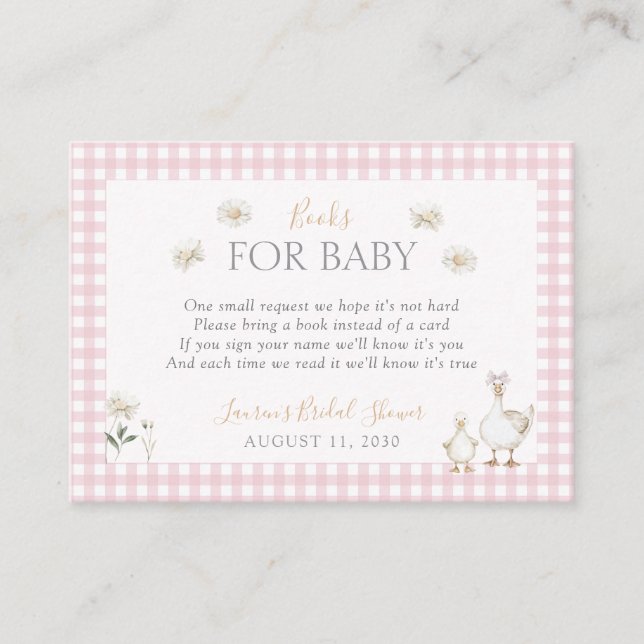 Bücher für Alberne Gänse Whimsical Pink Dusche Begleitkarte (Vorderseite)