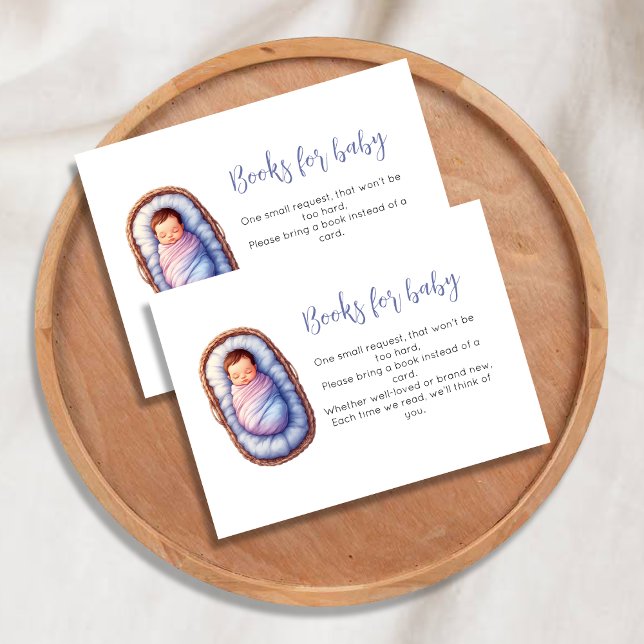 Bücher für Baby | Baby in Basket Baby Dusche Begleitkarte (Baby in Basket Books for Baby Baby Shower Enclosure Card)