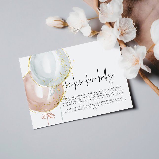 Bücher für Baby Balloon Gender Reveal Baby Shower Begleitkarte (Books for Baby Balloon Gender Reveal Baby Shower Enclosure Card)