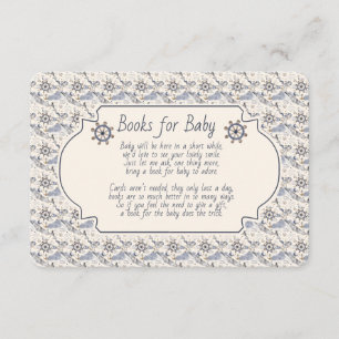 Bücher für Baby Blau Beige Nautisches Muster Begleitkarte